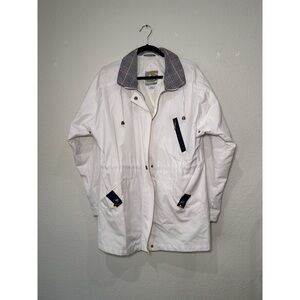 White Jacket with Navy Accents